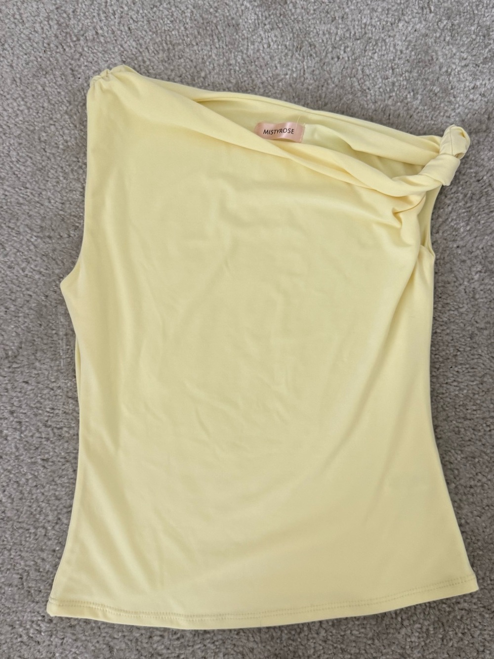 One-Shoulder Knot Detail Yellow Tank Top